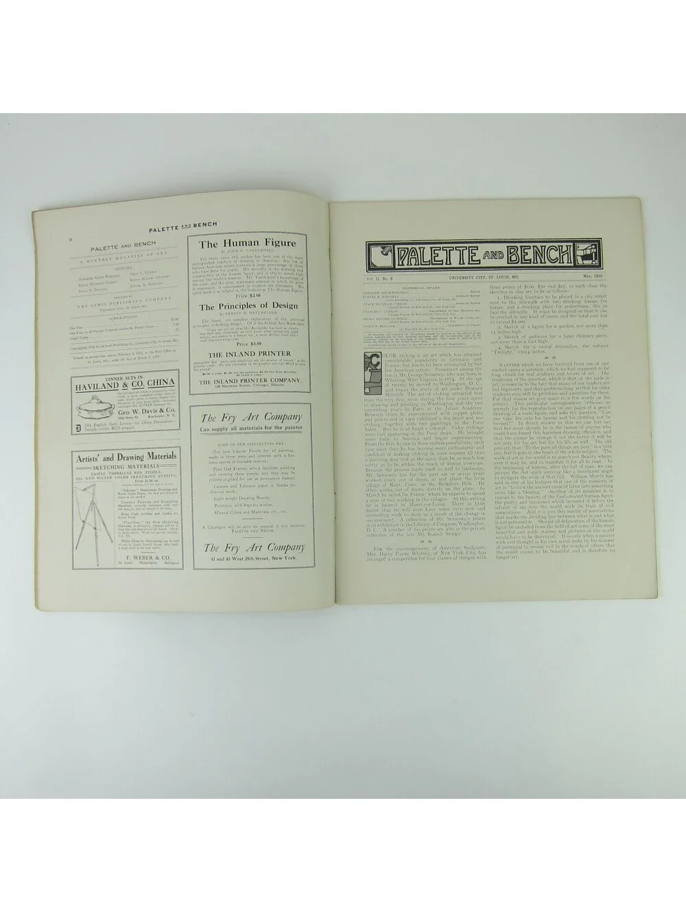 Palette and Bench Monthly Book for Art Lover Student Craftsman May 1910 Antique